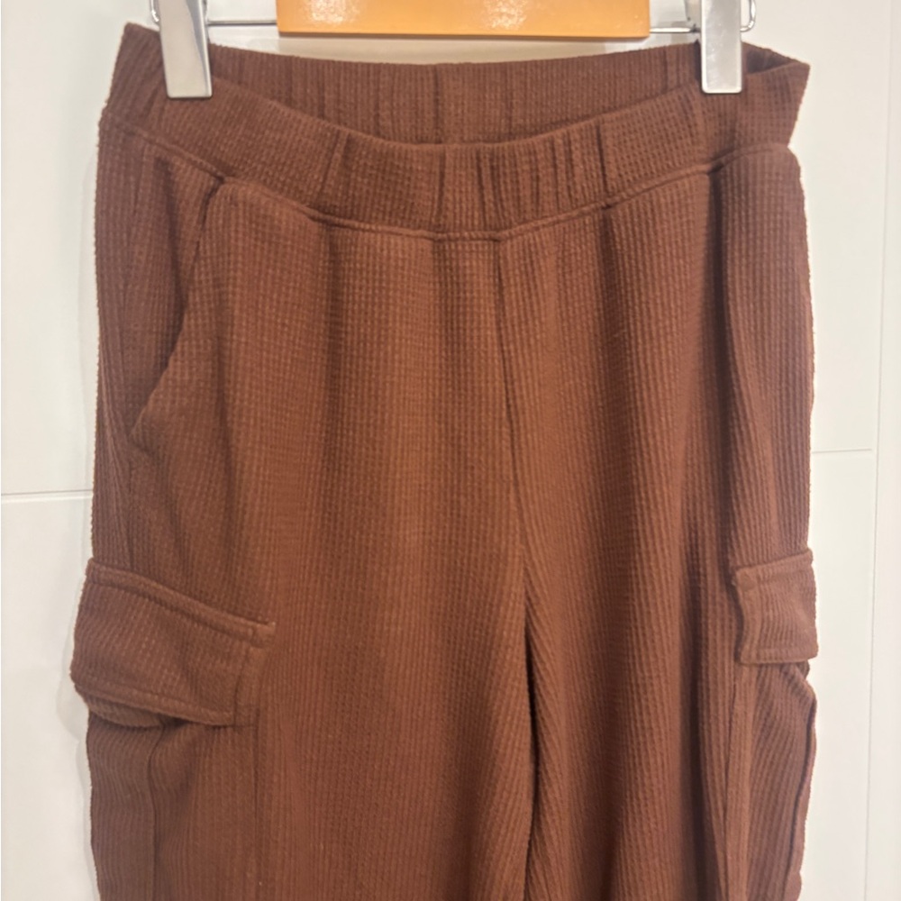 Aerie Waffle Cargo Joggers in Chocolate Brown - Picture 3 of 7